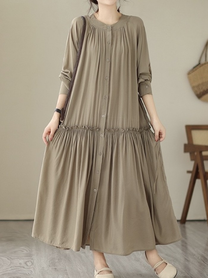 Long button dress