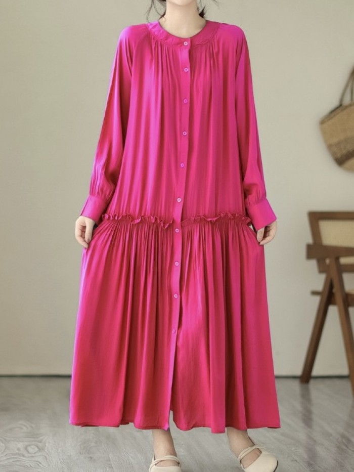 Long button dress