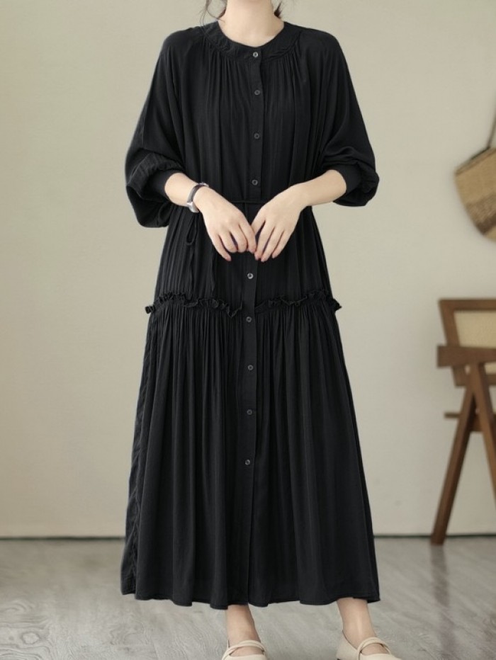 Long button dress