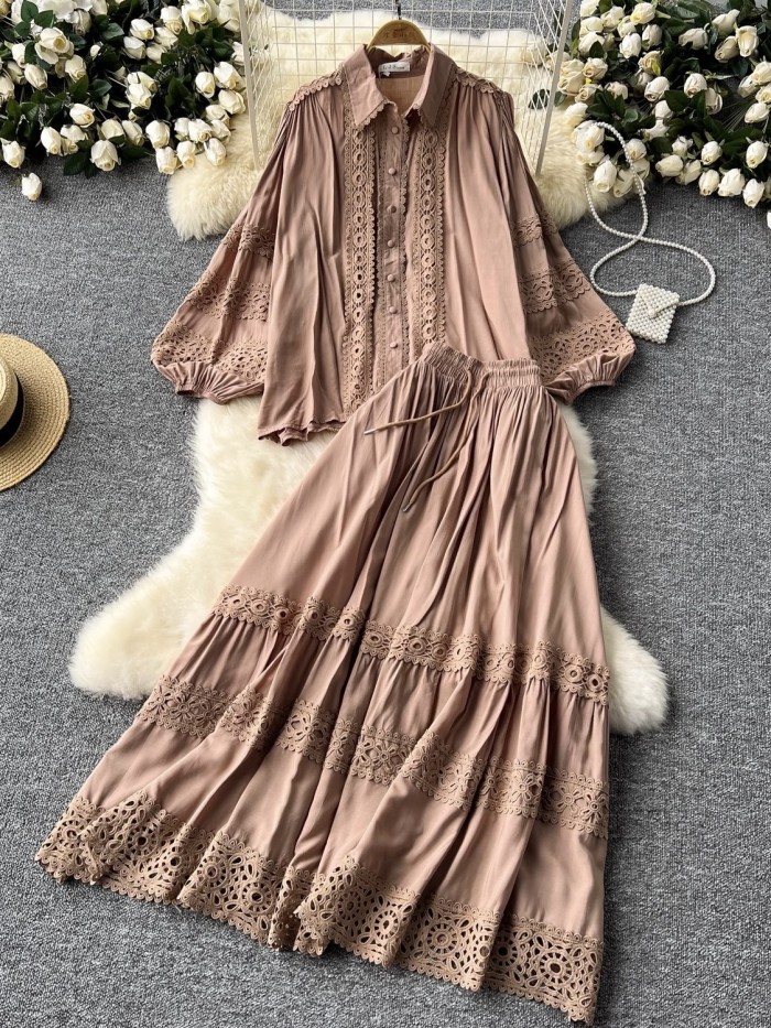Lace blouse and skirt set