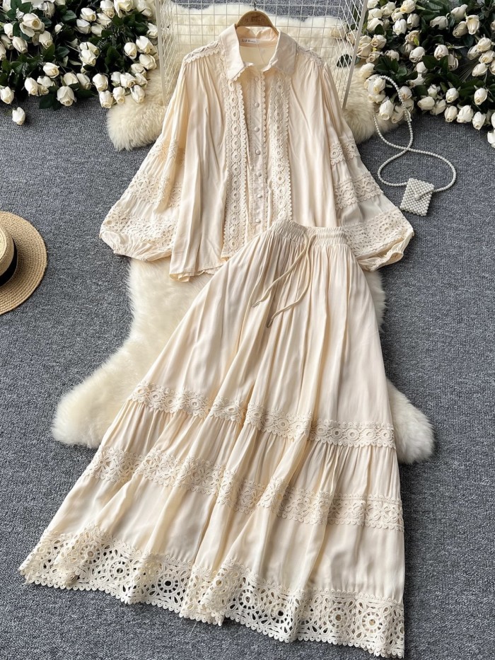 Lace blouse and skirt set