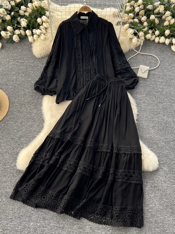 Lace blouse and skirt set