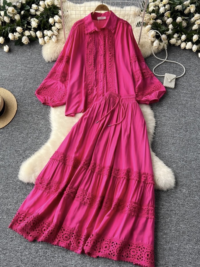 Lace blouse and skirt set