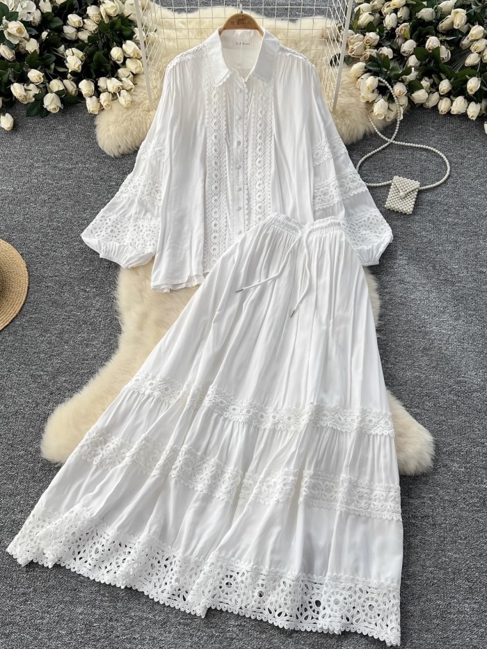 Lace blouse and skirt set