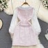 Pastel dress with sheer sleeves