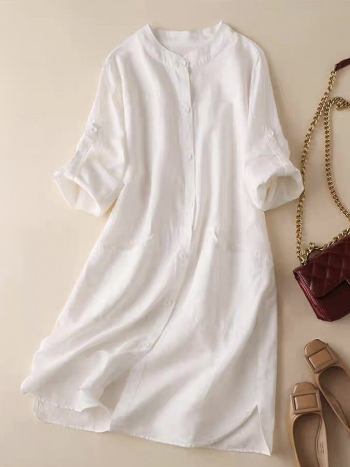 Collarless basic tunic
