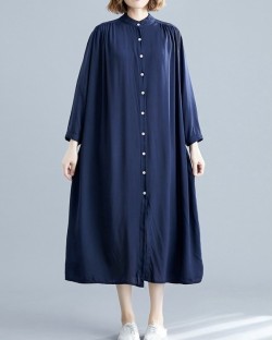 Stand collar button dress