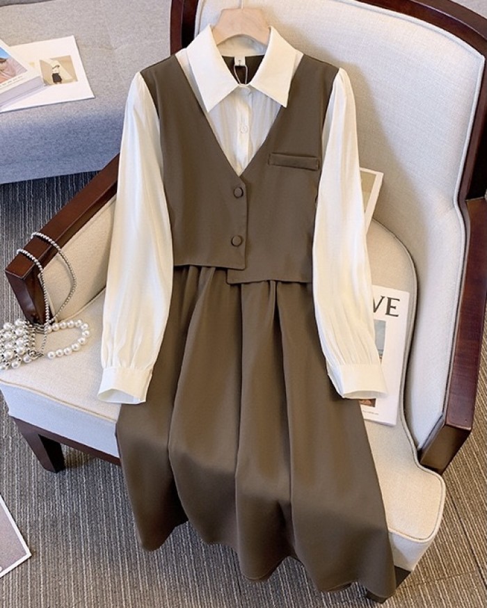 LM+ Combination pinafore dress