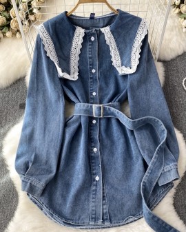 Denim tunic with sash