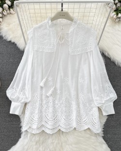 Broderie drawstring blouse