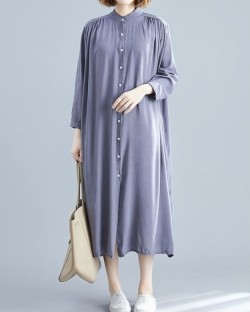 Stand collar button dress
