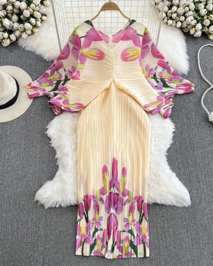 Pleated floral dress