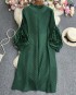 Pleated tunic with rosette
