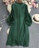 Pleated tunic with rosette