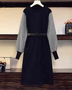 LM+ Dress with checkered sleeves