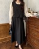 Double button blouse and skirt set