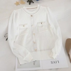 Knit Cardigan with Sheer Sleeves