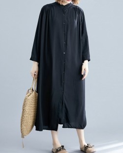 Stand collar button dress