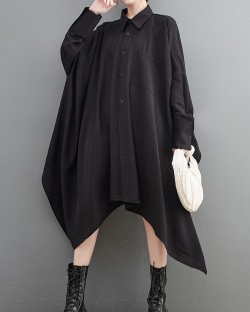 Asymmetrical batwing button tunic