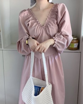 Long v-neck dress