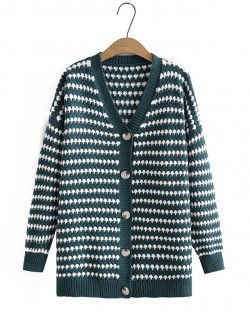 LM+ Stripe knit button cardi