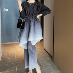 Ombre Pleated blouse and pants set
