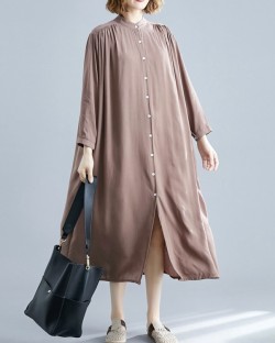 Stand collar button dress