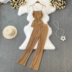 Pleated strap top and pants set