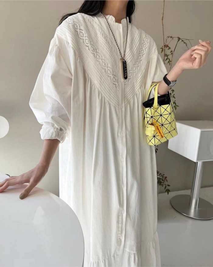 Crotchet lace panel dress