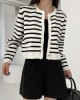 Stripe knit button cardigan