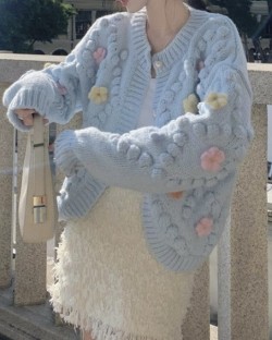 Flower knit cardigan