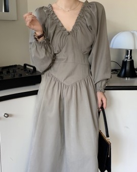 Long v-neck dress
