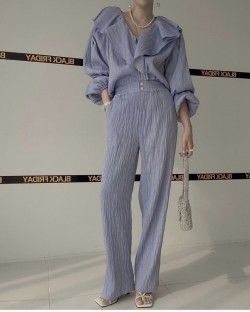 Ruffle blouse and pants set
