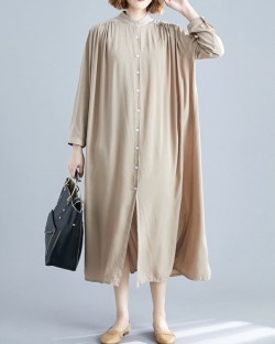 Stand collar button dress