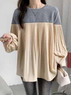 Combination pleated blouse