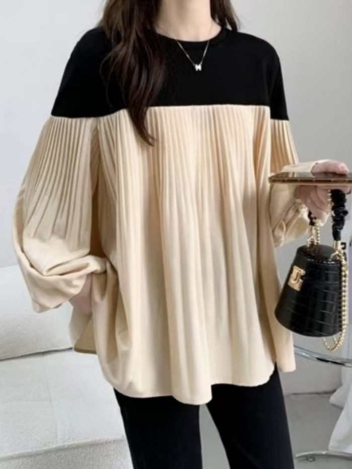 Combination pleated blouse