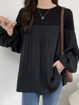 Combination pleated blouse