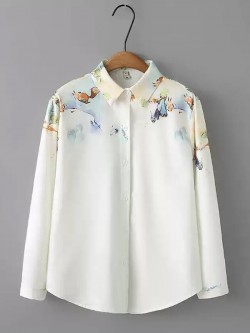 LM+  watercolor motif blouse