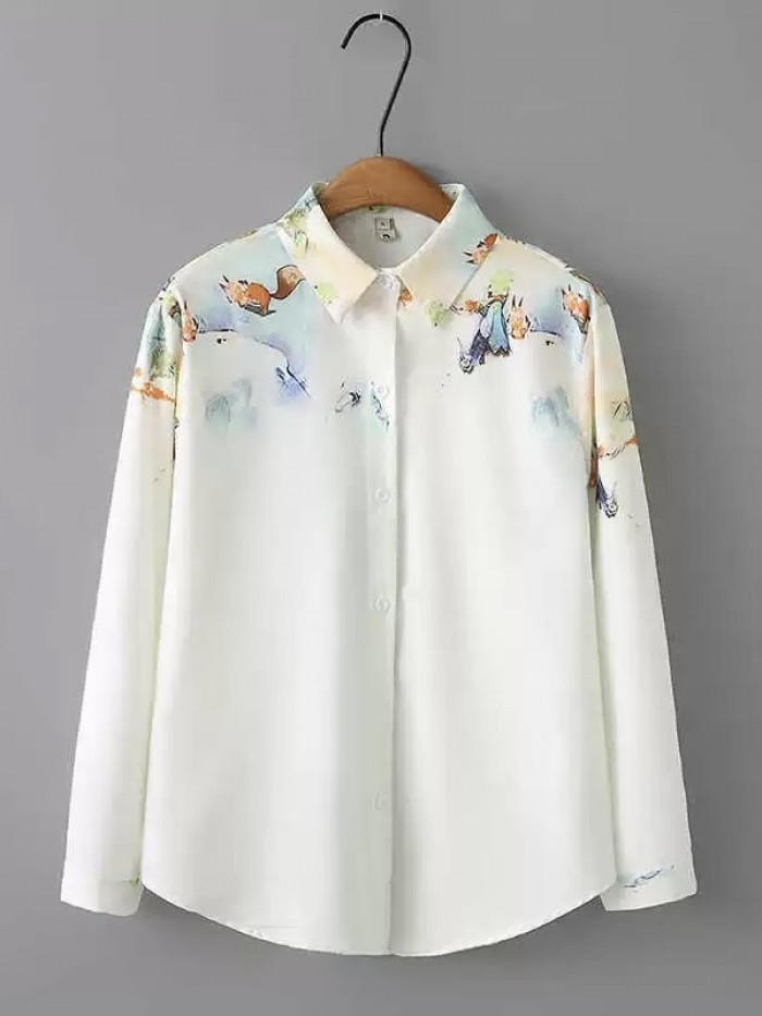 LM+  watercolor motif blouse