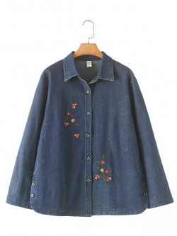 LM+  embroidered denim blouse