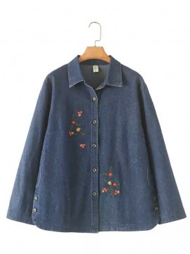 LM+  embroidered denim blouse