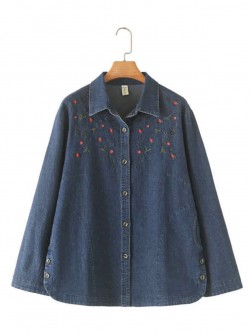 LM+  embroidered denim blouse