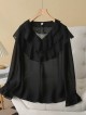 LM+  Ruffle neckline blouse