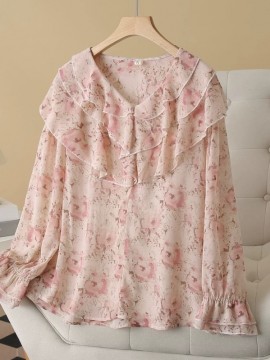 LM+  Ruffle neckline blouse