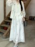 Floral embroidered blouse and skirt set