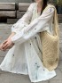 Floral embroidered blouse and skirt set