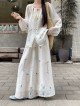 Floral embroidered blouse and skirt set