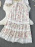 Floral lace trim blouse and skirt set
