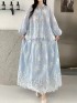 Sheer broderie blouse and skirt set