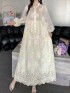 Sheer broderie blouse and skirt set